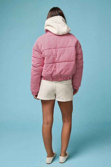 Gingham Zip-Up Puffer Jacket