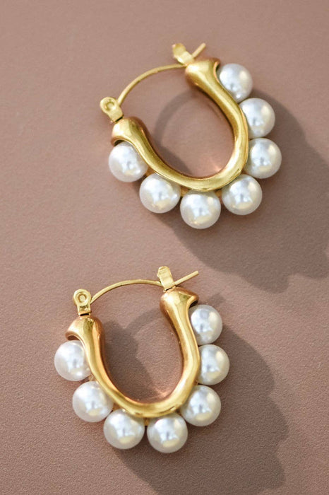 Pearl Hoop Earrings - 18K Gold