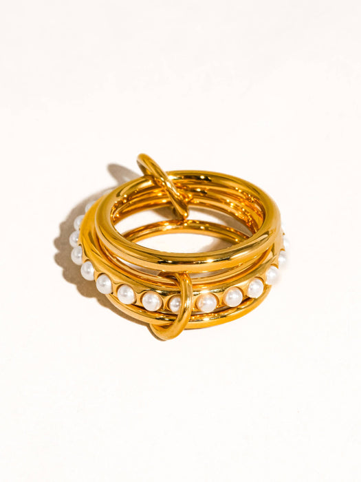 Multi Stack Pearl Band Ring 18k Gold