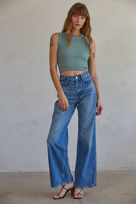 Seamless Ribbed Round Neck Top