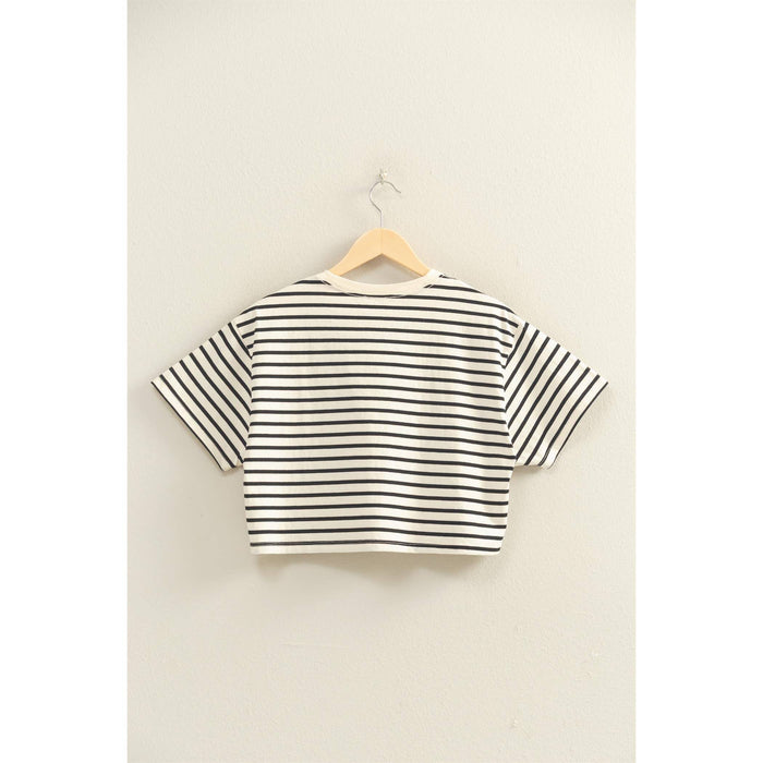 Striped Oversized Cropped Tee