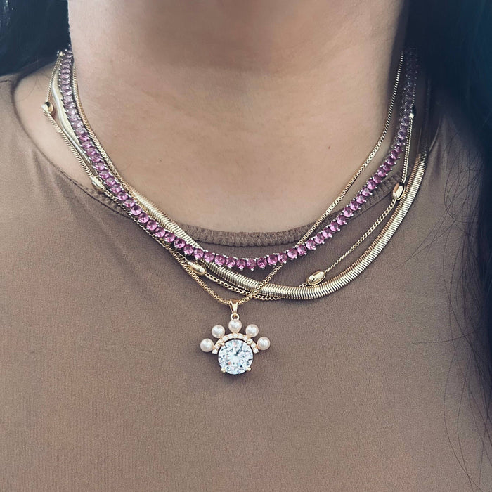 Pink Ombre Tennis Necklace
