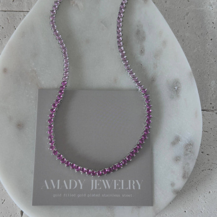 Pink Ombre Tennis Necklace