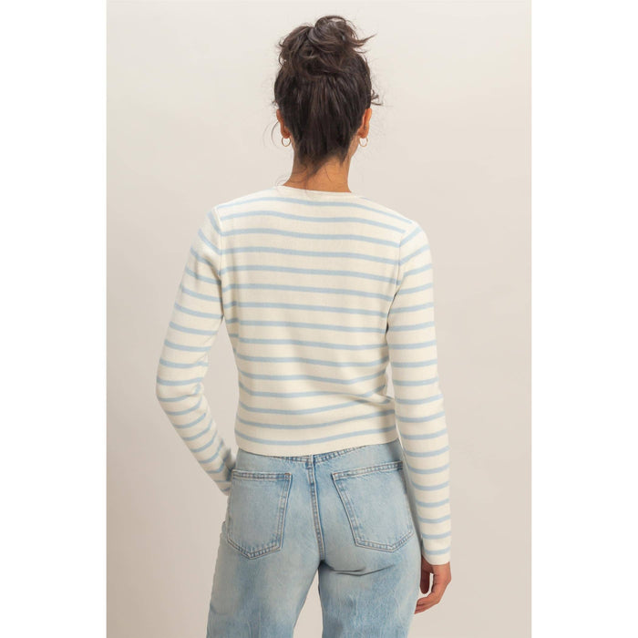 Striped Button-Up Cardigan