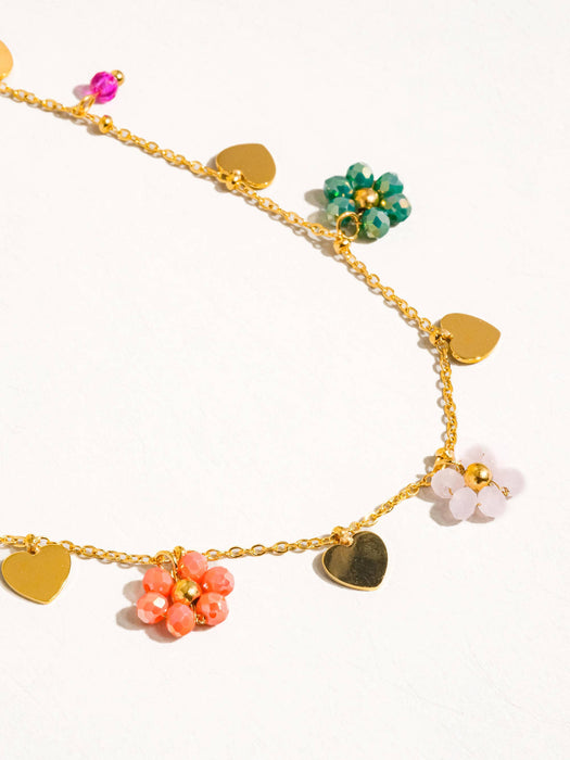 Melvin Flower & Hearts Necklace 18k Gold