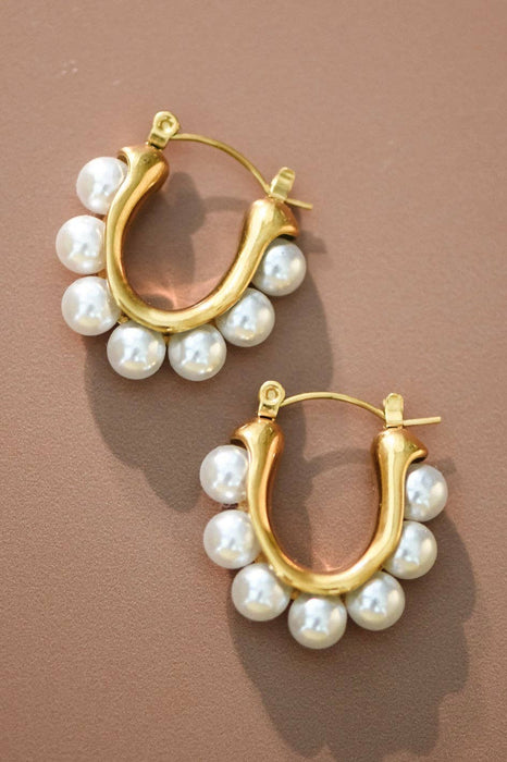Pearl Hoop Earrings - 18K Gold