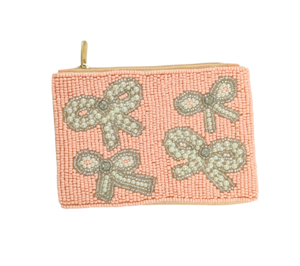 Ladies Bowties Beaded Coin Purse