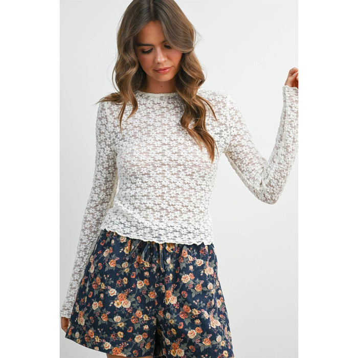 Ivory Textured Long Sleeve Top