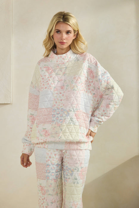 Quilted mock neck sweater