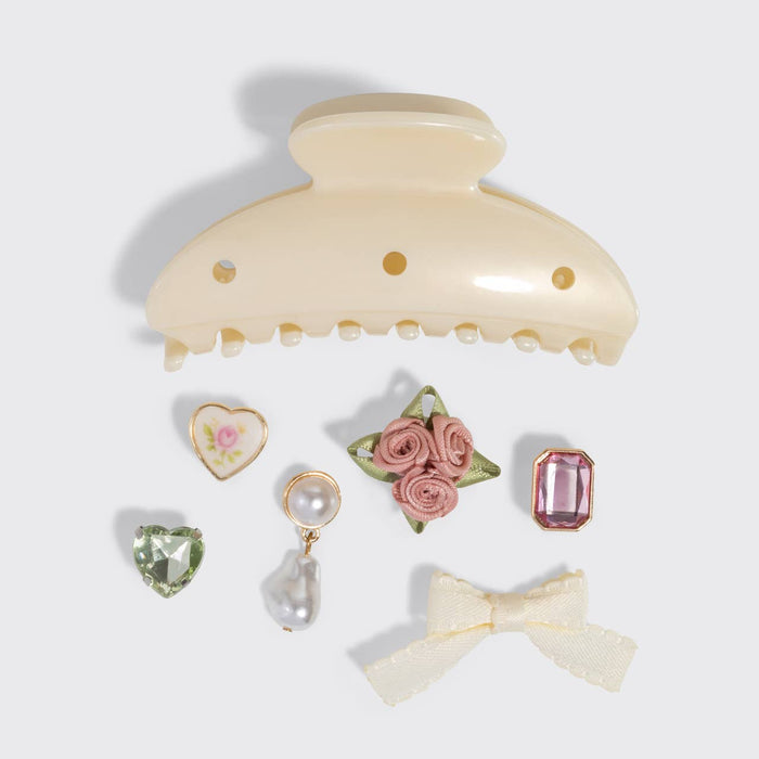 Kitsch Curved Claw Clip 7pc Set- Pearlized Cream