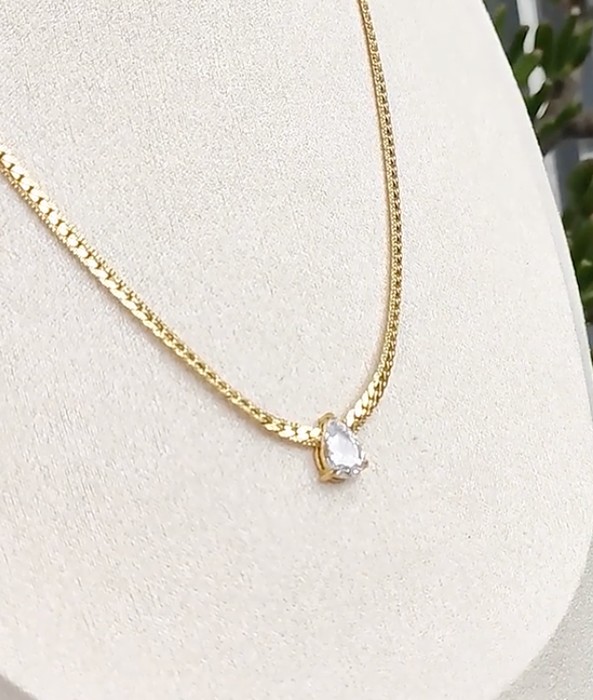Tear Drop Solitaire Princess Necklace