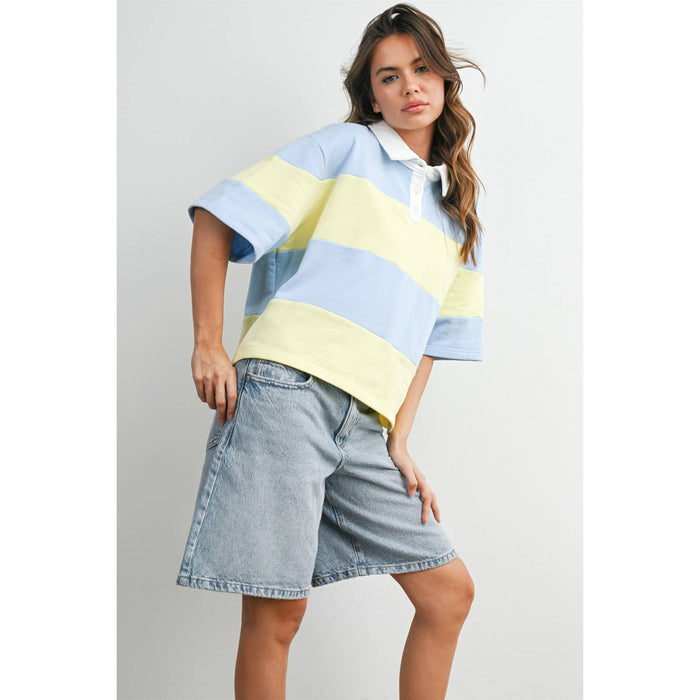Striped Boxy Polo Shirt