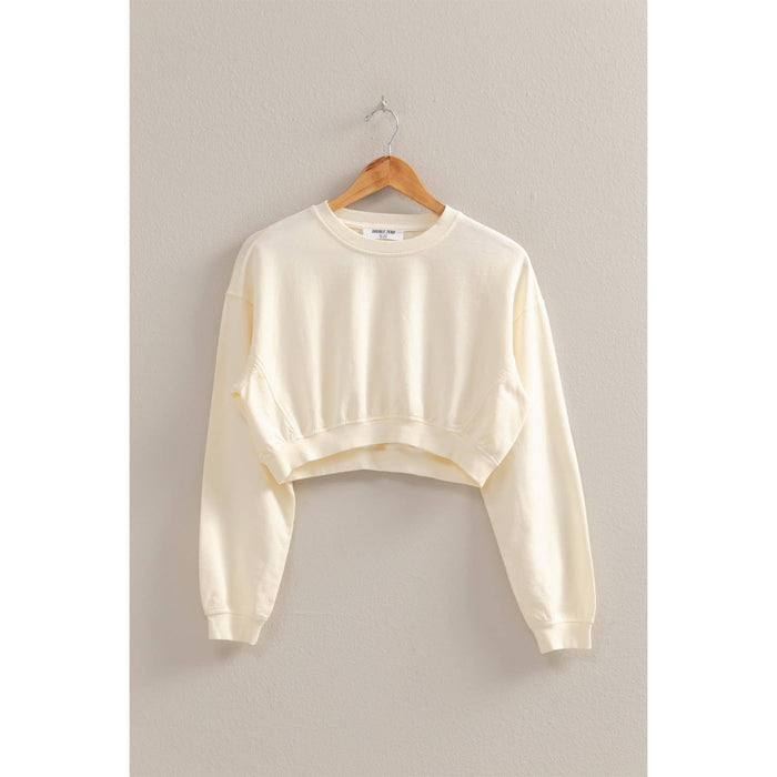Crew Neck Long Sleeve Crop Sweatshirt