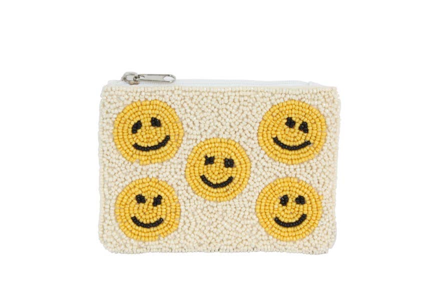 Happy Face Beaded Coin Purse