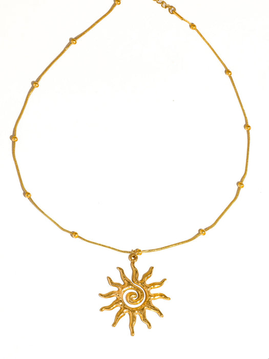 Boho Sun Necklace - 18k Gold