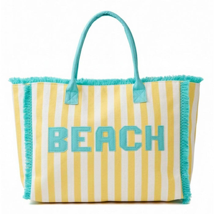 BEACH Letter Embroidery Terry Cloth Tote Bag