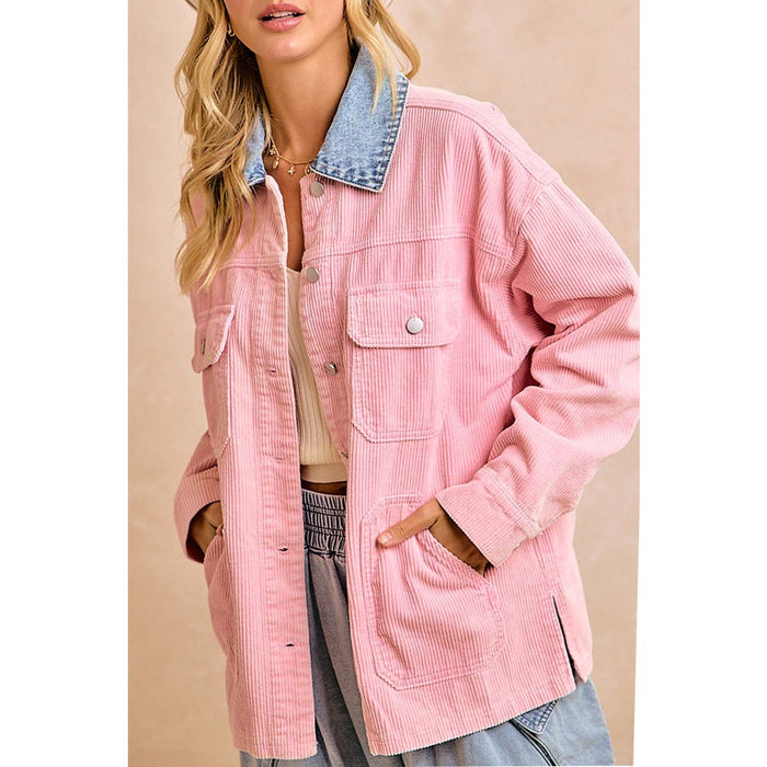 Denim Collar Corduroy Jacket