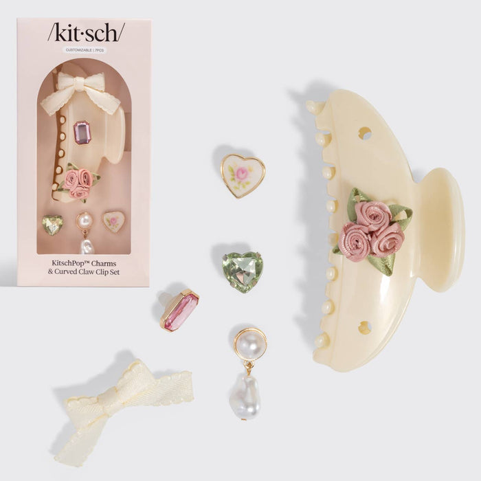 Kitsch Curved Claw Clip 7pc Set- Pearlized Cream