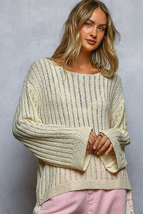 Open Weave Solid Knit Top