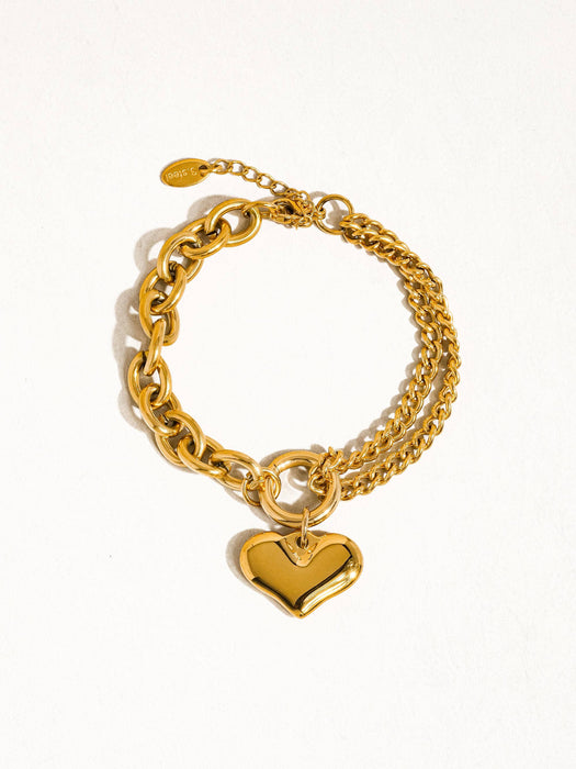 Heart Chain Bracelet 18k Gold