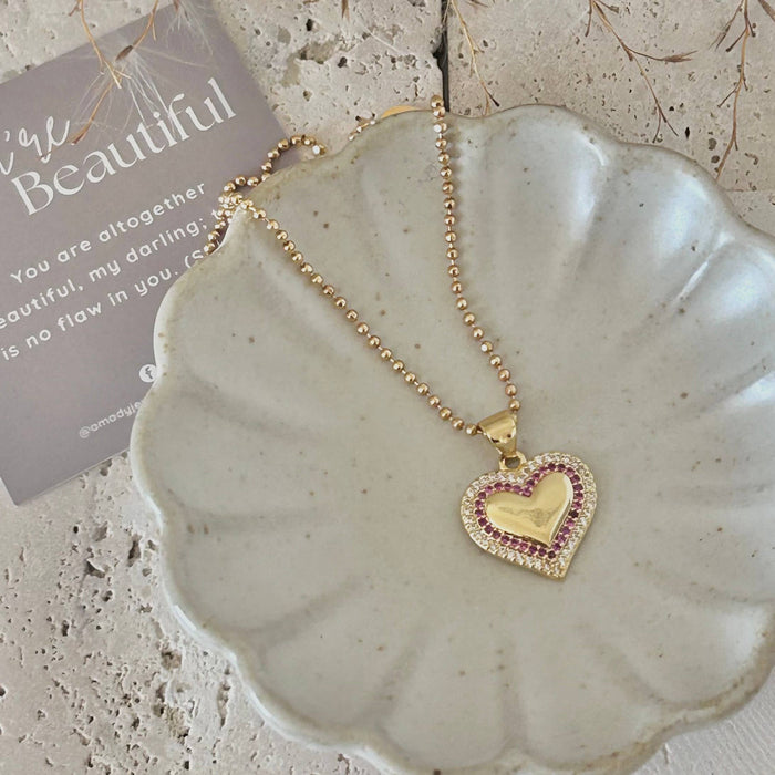 Small Heart Pave Pendant Necklace