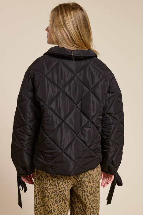 Ribbon Quilted Puffer Jacket