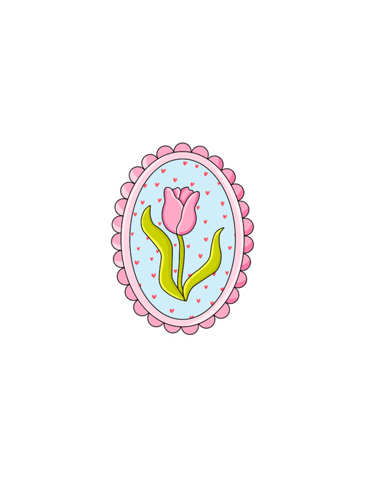 Tulip Scalloped Frame Sticker