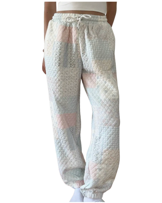 Shades Of Blue Quilted Pastel Joggers