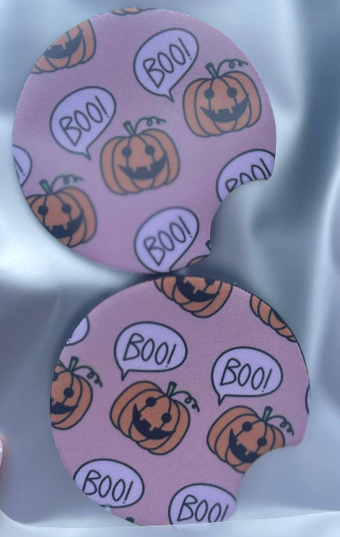 Pumpkin Halloween Car Coaster Set