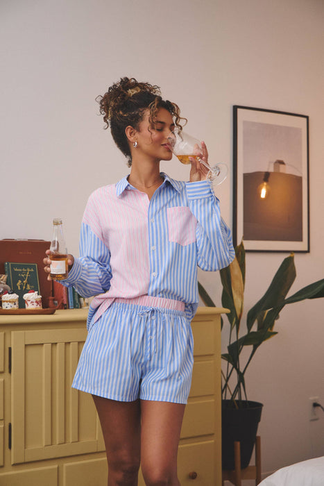 Striped colour-block boxer shorts