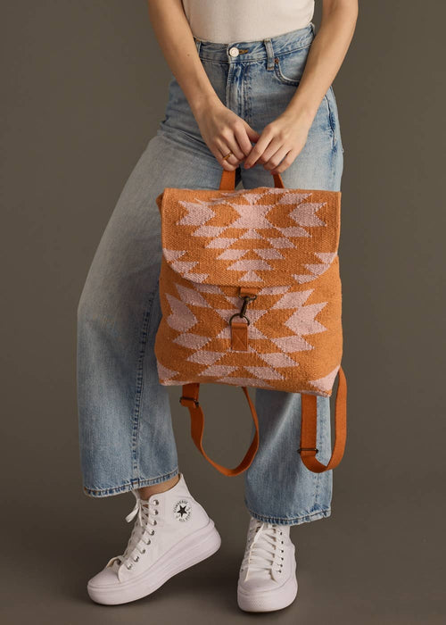 Orange & Lt. Pink Aztec Backpack