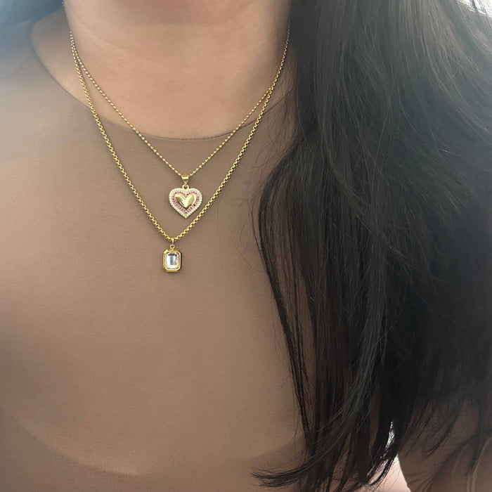 Small Heart Pave Pendant Necklace