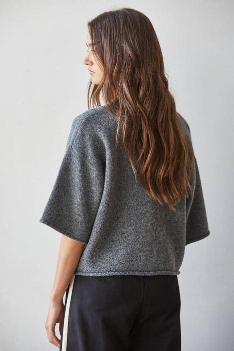 Knit Sweater Quarter Sleeve Button Up Cardigan