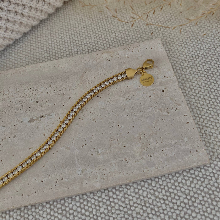 Chain & Rhinestone Tennis Bracelet 18k gold plated