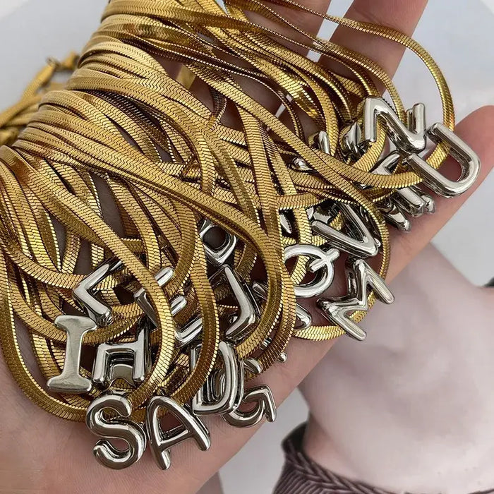 Snake Chain Initial Necklace