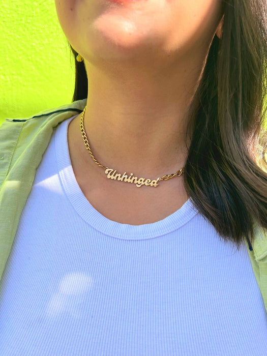 Unhinged Nameplate Necklace - 18k Gold