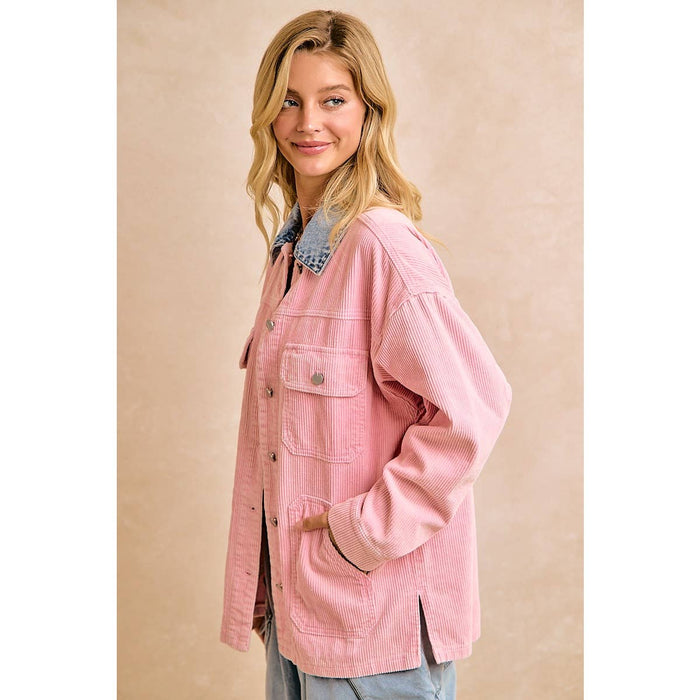 Denim Collar Corduroy Jacket