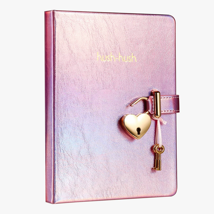 Metallic Pink " Hush Hush" Lock & Key Diary