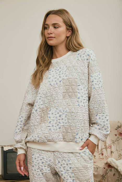 Patchwork Long Sleeve Crewneck