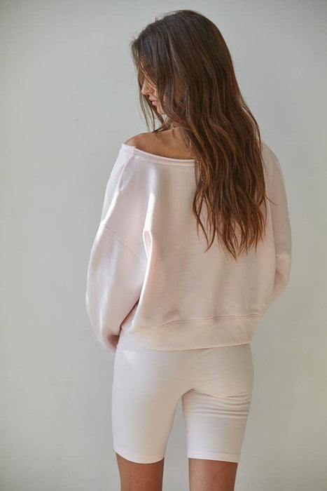Off Shoulder Knit Cotton Washed Pullover