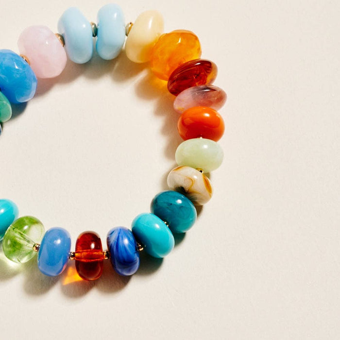 Marbled Colourful Beaded Stretch Bracelet
