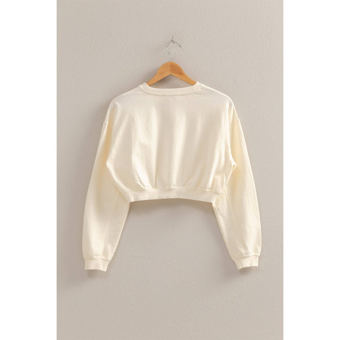 Crew Neck Long Sleeve Crop Sweatshirt