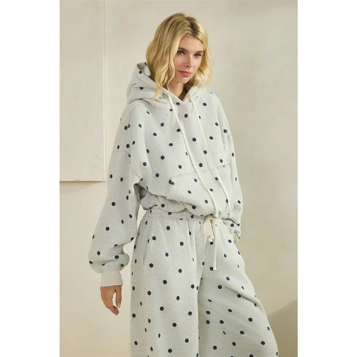 Polka Dot Bubble Hem Hoodie