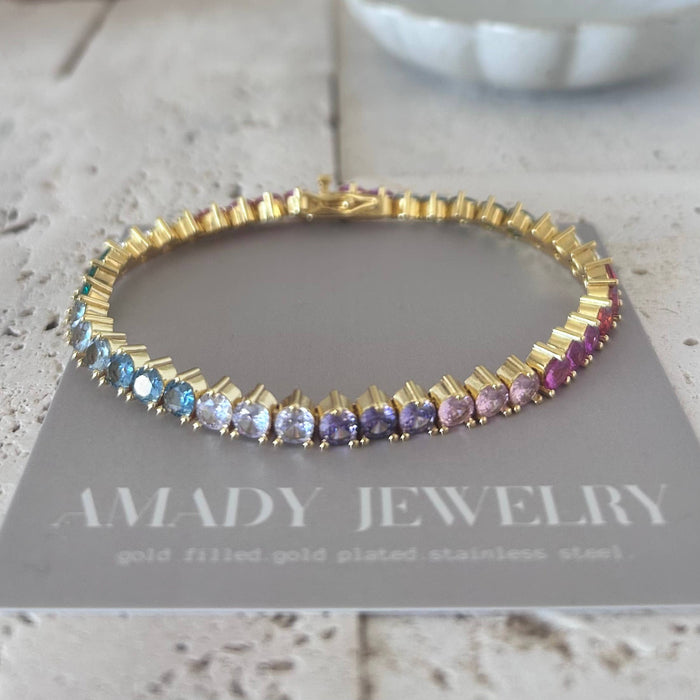 Colourful Rainbow Tennis Bracelet 