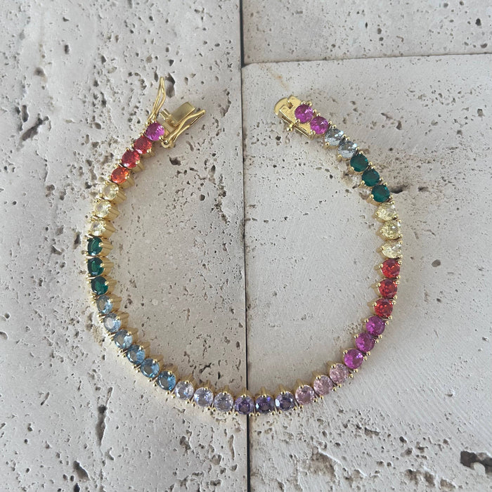 Colourful Rainbow Tennis Bracelet 