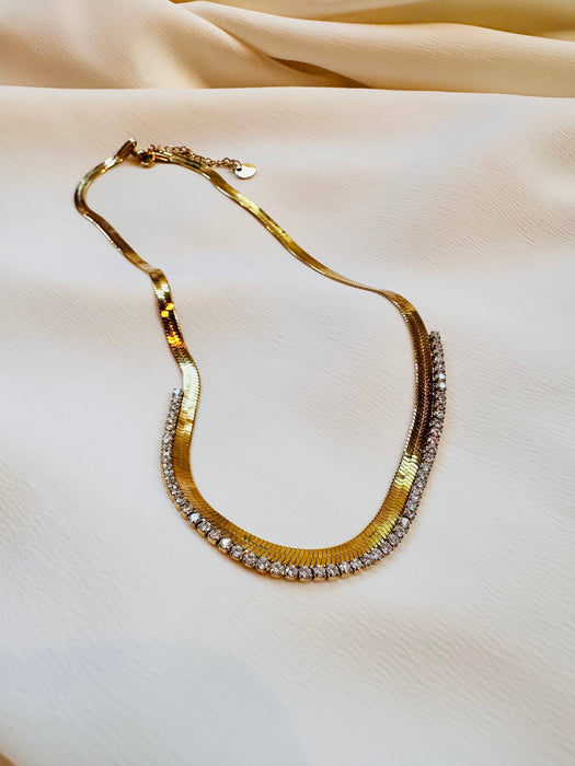 Herringbone Necklace 18k Gold
