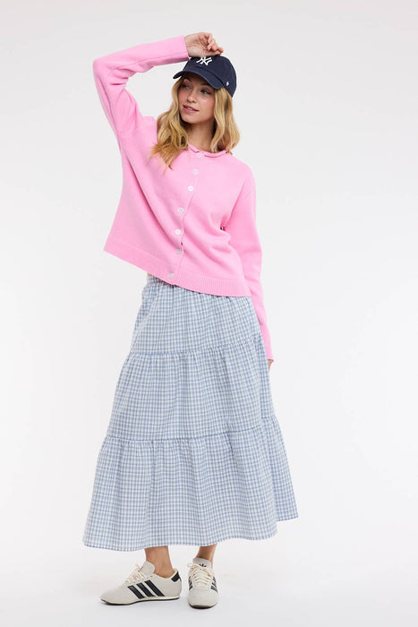 Raw Edge Button-Up Cardigan