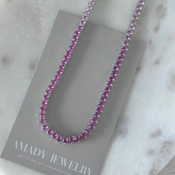 Pink Ombre Tennis Necklace