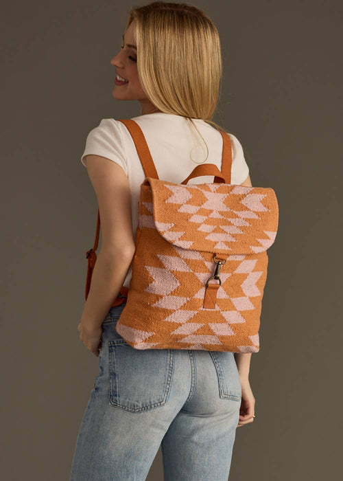 Orange & Lt. Pink Aztec Backpack