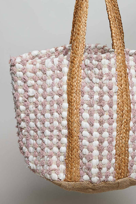 Blush Textured Hand Woven Tote Bag